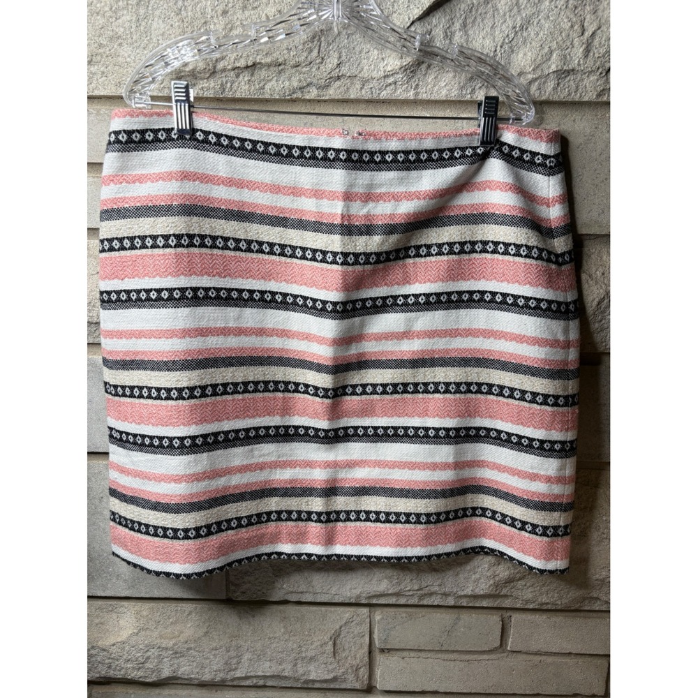 Loft Outlet Womens Pink Black White Stripedโ Geometric Woven Mini Skirt Size 16